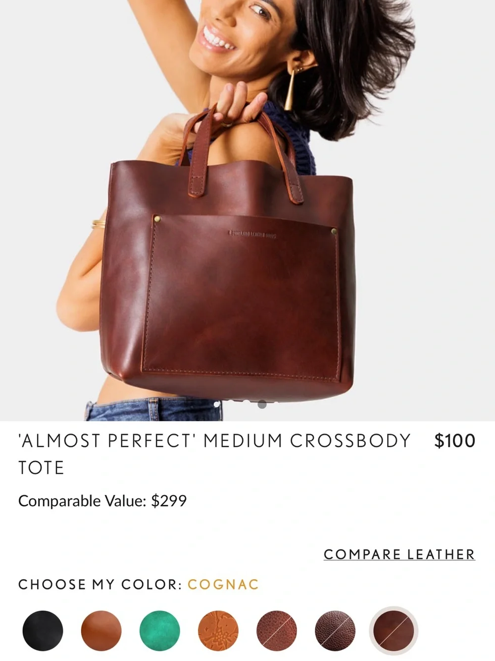 Almost Perfect Medium Tote in Cognac Leather